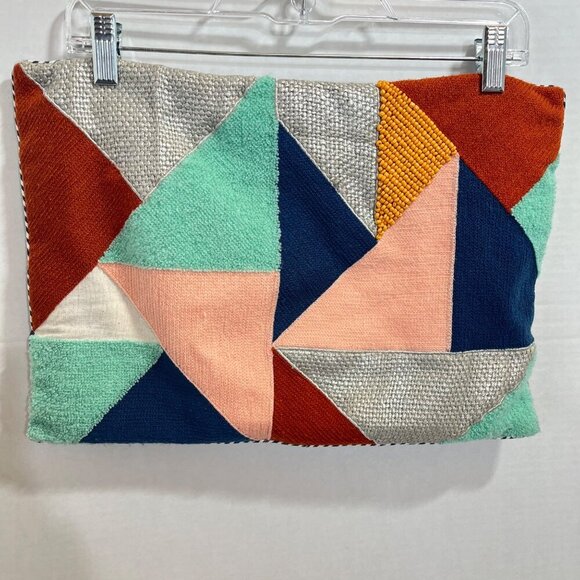 Pier 1‎ Imports RARE Beaded Terry Geometric Colorblock Pillow Covers - Picture 1 of 7